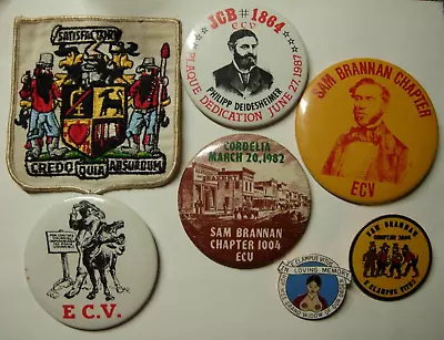 ECV Patch & Badge Lot - E Clampus Vitus  - 2 Enameled - 4 Buttons - 1 Patch • $125