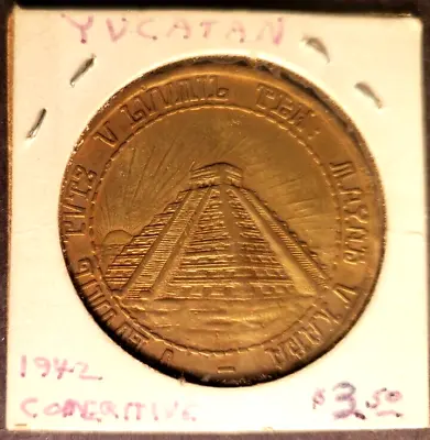 1942 Mexico IV Centenario De La Fundacion De Merida Yucatan Mayan Coin • $124.90