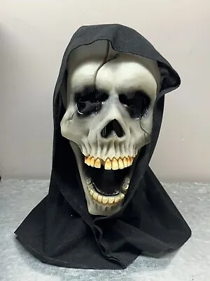 Halloween Monster Death Skull Scary Heavy Rubber Mask Black Pull-on 10” X 7” • $24.99