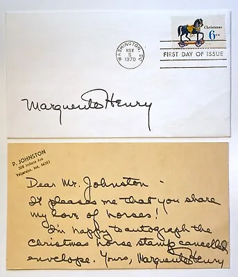 Signed 2x By Auth. Marguerite Henry 1970 FD Cover & Card Misty Brighty Horse • $39
