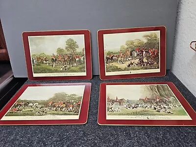 Clover Leaf Vintage 4 Cork Backed Place Mats Olde English Fox Hunting  Portraits • $14.95