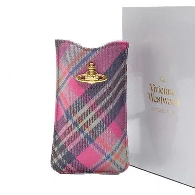 [Japan Used Necklace] Vivienne Westwood Mac Lock Derby Check Iphone Case Pink An • $128.69