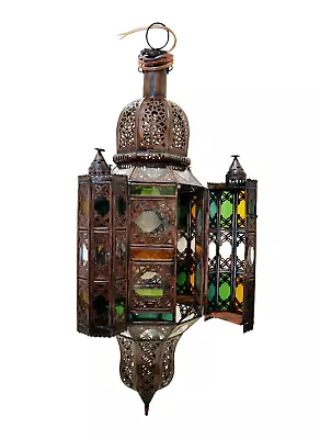 Handcrafted Glass And Metal Ceiling Light Morocco Green/Orange/Transparent  • $245