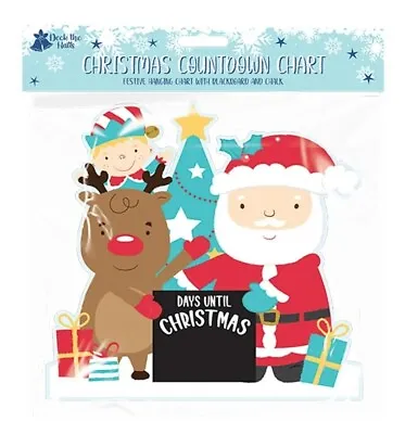 Christmas Countdown Chart - Chalks Chalkboard Xmas Hanging Calendar Kids Decor • £2.49