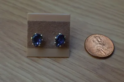 1.81ct  Cornflower Blue Iolite Earrings Sterling Silver 8x6mm Pear VVS No Heat • $68.42