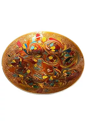 Vintage Mid Century Modern Enameled Copper 5 1/4 Abstract Art Bowl Godfrey Coppe • $65.99