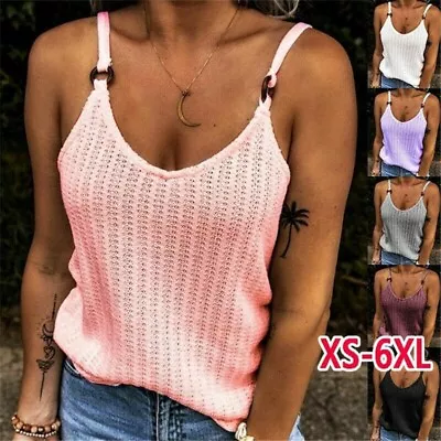 Womens Sleeveless Loose Vest T Shirt Ladies Summer Cami Camisole Blouse Tops Tee • £7.99