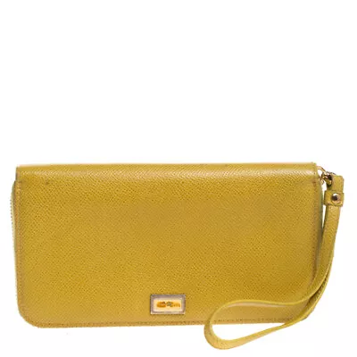 Dolce & Gabbana Paglia Yellow Leather Strappy Zip Around Wallet • £185.62