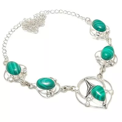 Green Malachite  Gemstone Handmade 925 Sterling Silver Jewelry Necklace Size 18  • £9.37