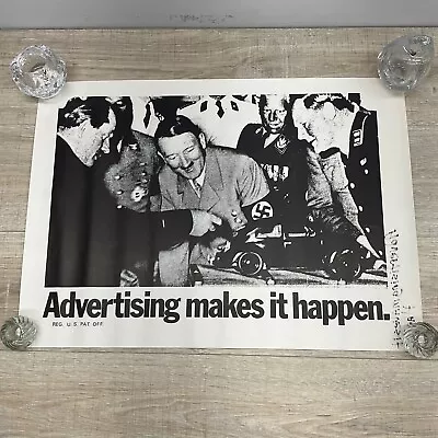 VINTAGE ADVERTISING MAKES IT HAPPEN POSTER VW HITLER 25x18  P25 • $70