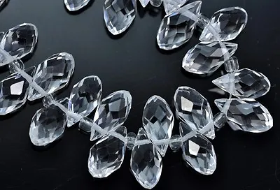 £5 • Buy 98x Crystal Glass Teardrop Briolette Top-drilled Faceted Beads Jewellery Making