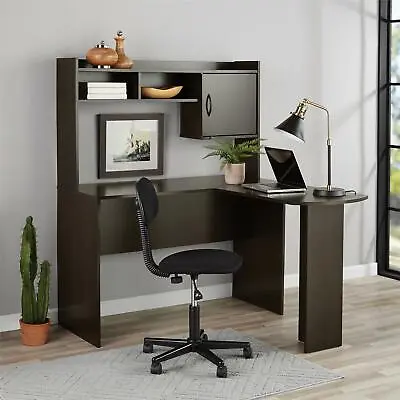 Mainstays Corner/L-Shaped Desk With Hutch Home Office Study Desks Dark Brown • $153.97