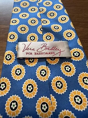 Vera Bradley For Baekgaard 100% Silk Men’s Tie SUNFLOWERS Blue Yellow Floral • $29.99