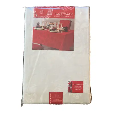 90” Round Damask Tablecloth NWT Ivory • $6.99