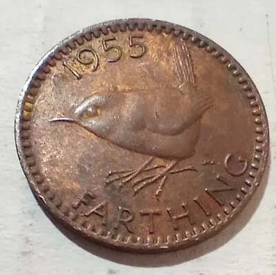 One 1 Farthing 1955 UK GB Coin Elizabeth II British 1/4 Penny Wren • $3.53