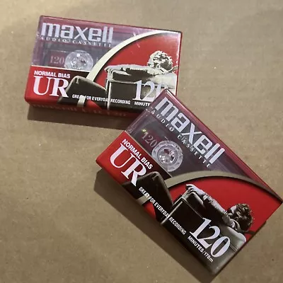 Lot Of 2 Maxell Audio Cassette Tapes UR-120 Normal Bias IEC Type 1 New & Sealed • $10