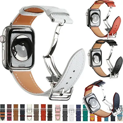 $27.79 • Buy Apple Watch Band Strap Single Tour For Series 7 6 5 4 Genuine Leather Herme Belt