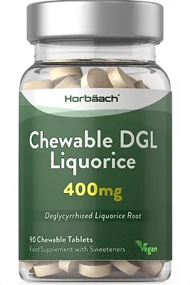 £8.70 • Buy DGL Licorice Chewable Tablets 400mg | Liquorice Root Extract | 90 Vegan Tabs |