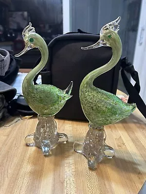 2 Murano Glass Large Crane Bird Art Glass • $90