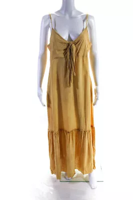 Elan Womens Woven Tie Front Sleeveless A-Line Maxi Dress Peach Size L • $40.81