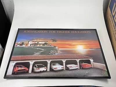 Vtg 1989 Justification For Higher Education Original Framed Poster Litho *READ* • $275