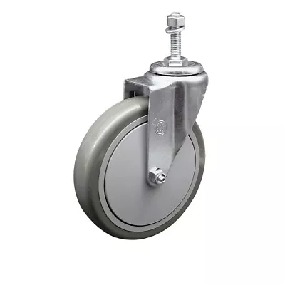 6 Inch Gray Polyurethane Wheel Swivel 10mm Threaded Stem Caster SCC • $28.13