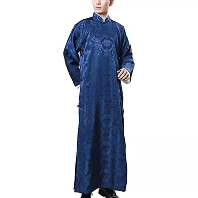 Men's Chinese Traditional Cheongsam Peony Flower Print Satin Long Robe • $74