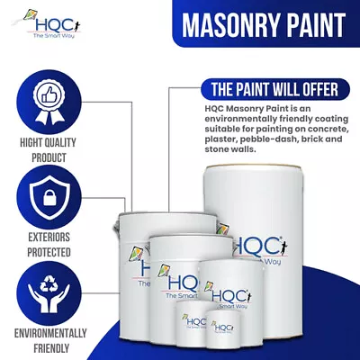 HQC Exterior Masonry Emulsion Paint - 0.5L To 20L - 24 Colours • £109.95