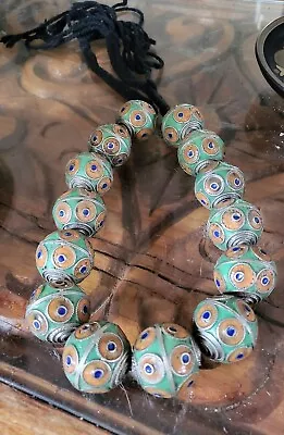 Vintage Gorgeous Moroccan Berber 1.5  Silver Beads Cloisonne Enameled Necklace • $75