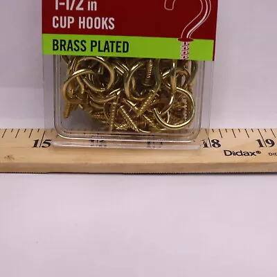 (50-Pk) Everbilt Cup Hooks Brass Plated 1-1/2  1005 795 838 • $3.99