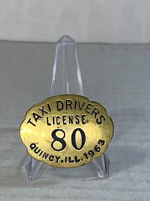 $39.99 • Buy Vintage Quincy Illinois Brass Taxi Driver License Badge Advertising