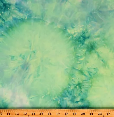 Matte Jersey Brushed Tie-Dye 4-Way Stretch Yellow Green Blue Fabric BTY D451.16 • $10.95