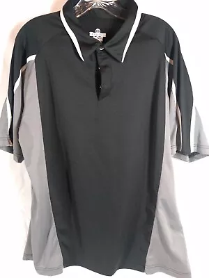 Holloway Shirt Mens XL Short Sleeve Polo Snap Button Dry-Excel Black Gray Golf • $9.99
