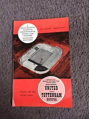 Manchester Utd V Tottenham 1963/64 European Cup Winners Cup Football Programme • £1