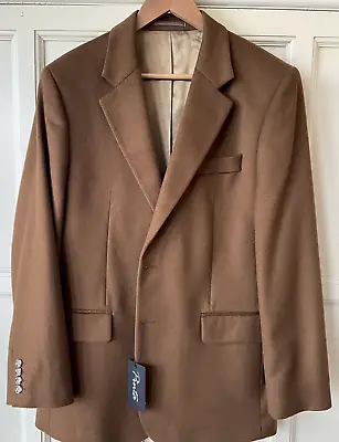 50R NEW Mens Pinta Vicuna Pure CASHMERE Brown Beige Blazer Suit Jacket Sportcoat • $199.95