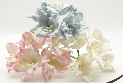 10x Mulberry Paper Flowers Lily 35mm To  37mm Large Varied Colours   • £2.65