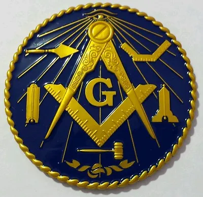 Masonic Working Tools Car Emblem With Dark Blue Background  • $13.99