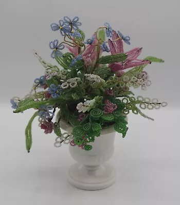 Vintage 1960s Mcm Kitschy Colorful Beaded Flowers Bouquet In Urn • $32.55