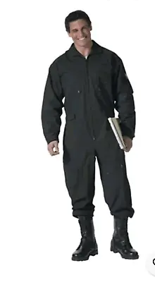 Rothco Flight Suit XL Black Work Coveralls Overalls Utility Jumpsuit 7517 NEW • $51