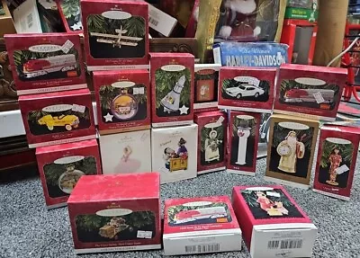 Vintage Lot Of 18 Hallmark Keepsake Ornaments Train Car Santa Barbie Etc NOS • $49.99