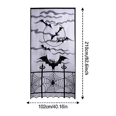 Halloween Lace Decorative Curtains Bats/Skull/Imp Crawling/Witch Curtains Black • $14.50