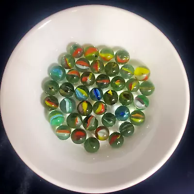 39 Old Vintage Japanese/Asian Cats Eye Marbles Mixed Colors 3 Veins 14-16+mm • $2.49