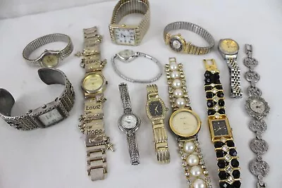 12 Vintage Women's Ladies Wristwatch Watch Lot Gold Tone Futura Riveli Sharp • $28