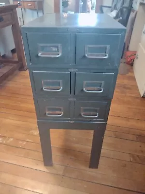 Cole Steel Industrial Steel Metal WW2 Green Stacking Work File Card Cabinet 30  • $477