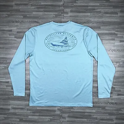 Quiksilver Mens Waterman Shirt Long Sleeve Strech Performance Fishing Blue XL • $19.95