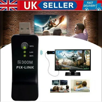 UK Samsung Capable Smart TV LAN Adapter Ethernet WiFi Wireless Dongle 300M RJ-45 • £10.66