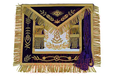  Masterfully Embroidered Masonic Grand Lodge Past Master Lambskin Apron - Gold • $129.99