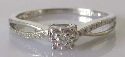 £89 • Buy Gold Diamond Ring - 9ct White Gold Diamond Crossover Ring Size K 1/2