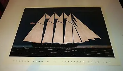 Warren Kimble Folk Art Nautical Ocean Sailing Ship Saiboat Boat American Flag • $299.99