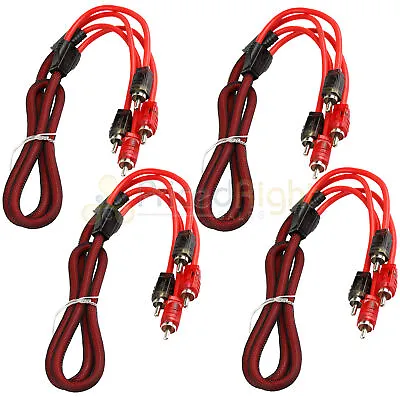 4 Pack 3ft RCA Cable OFC Interconnect DS18 R3 Competition Rated Performance Red • $23.95
